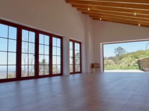 Meditation room with a view over the Portuguese countryside to the sea.